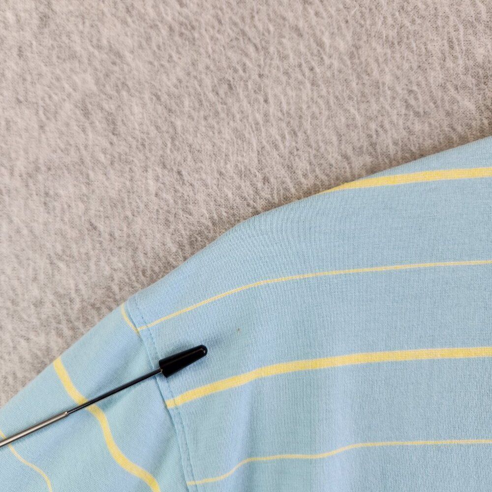 B Draddy Shirt Mens XL Blue Striped Golf Polo Pima Cotton Chest Pocket Comfy - Picture 8 of 15